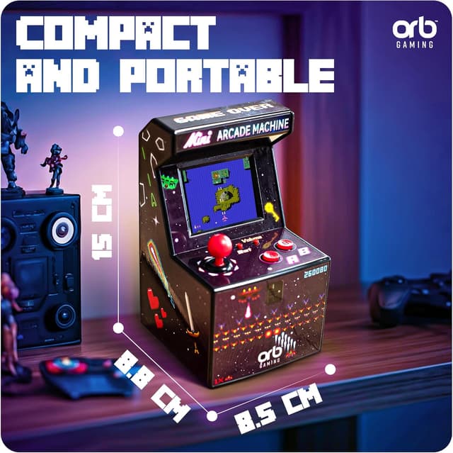 Detalle de Thumbs Up Orb Gaming Mini Arcade Machine with 240 built-in 8-bit games and 2.5-inch full-colour screen