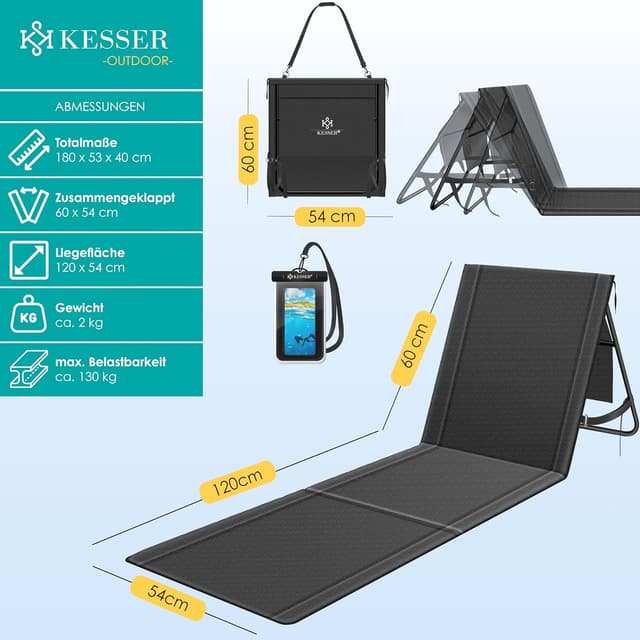 Thumbnail 1 de KESSER® Colchón de Playa Plegable con Respaldo y Transporte 🏖️