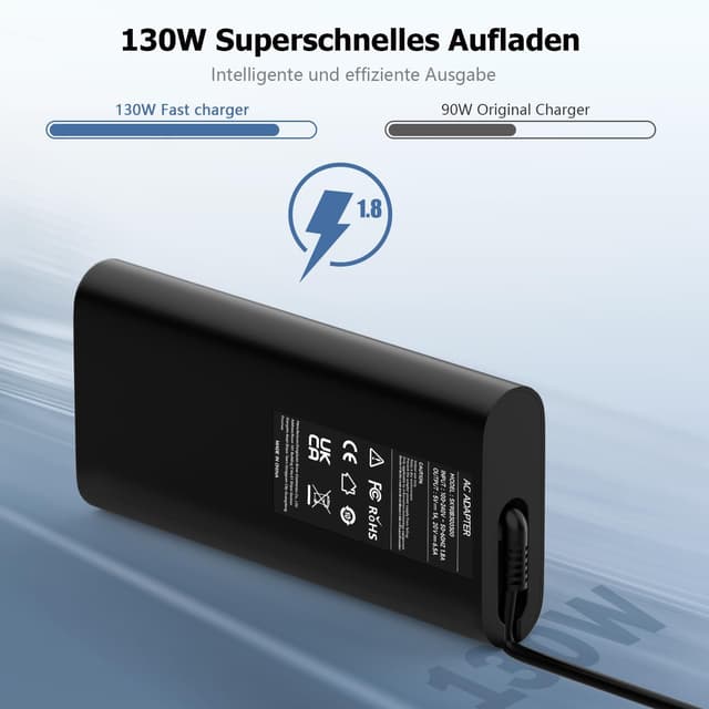 Detalle 2 de 130W USB-C Laptop-Netzteil (Ladekabel) kompatibel mit Dell XPS & Precision – 20V 6,5A