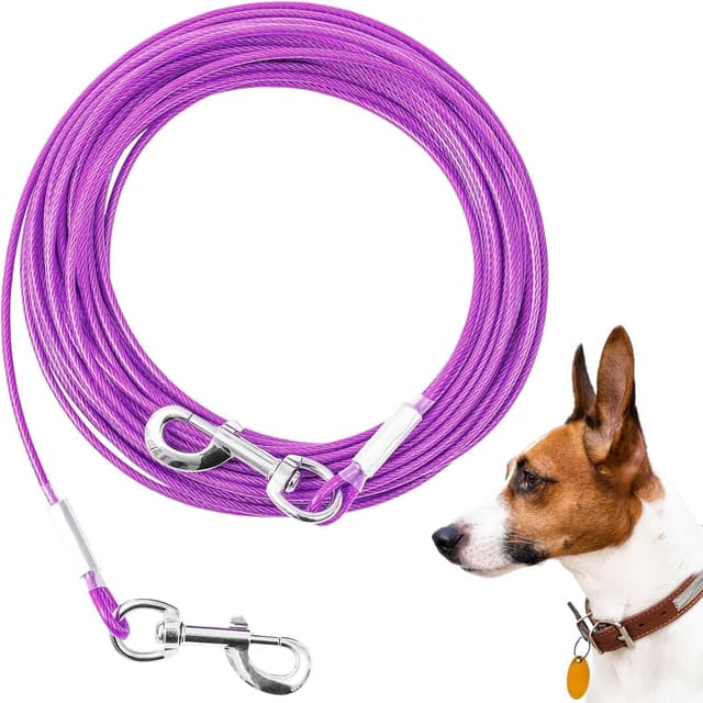 Thumbnail 5 de Mi Metty Tie-Out-Leine für Hunde (15 m) mit Federpuffer, 360° drehbarem Clip – für mittlere bis große Hunde, lila
