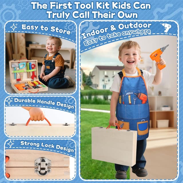 Thumbnail 6 de Kids Tool Set Wooden 47‑Piece Kit