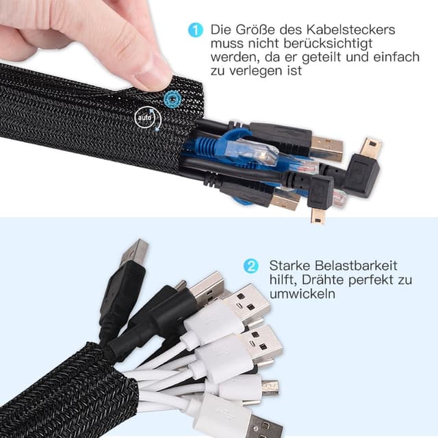 Detalle 1 de AGPTEK Kabelschlauch 2 m 25–39 mm