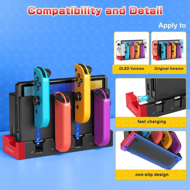 Detalle 2 de Charging Dock for Nintendo Switch OLED — 4‑port charger