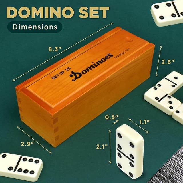 Detalle 2 de Queensell Jumbo Dominoes Set (Double Six) – 28 Large Tiles for Adults, Kids & Travel Board Games