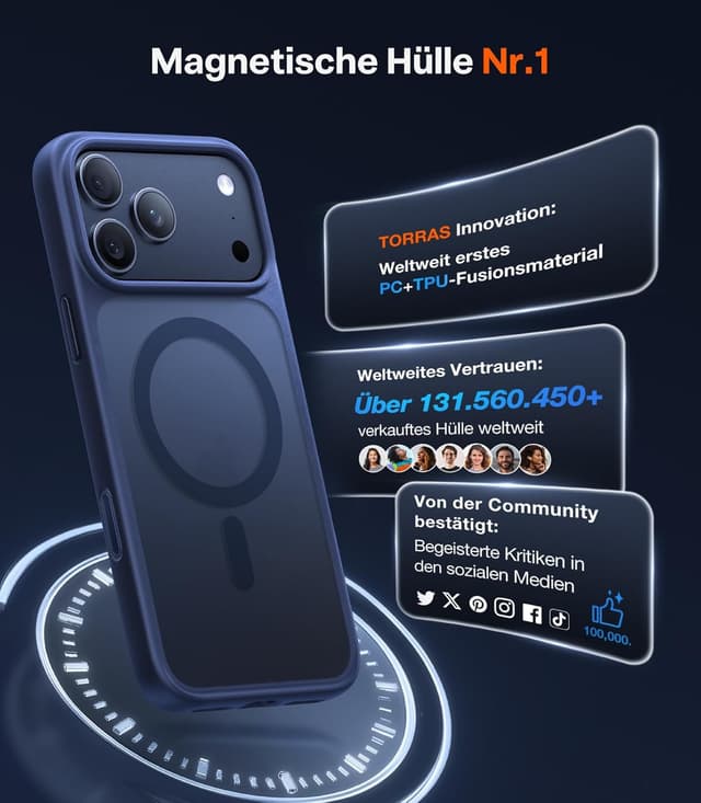 Thumbnail 6 de TORRAS Guardian‑Mag iPhone 17 Pro Hülle, stoßfest