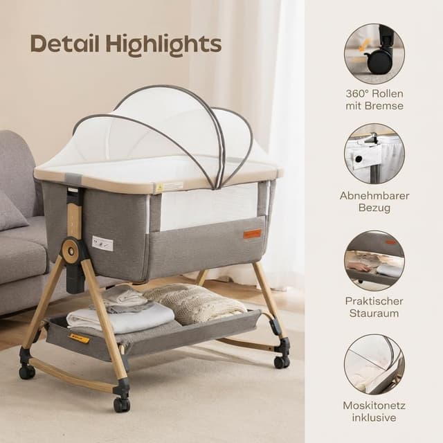 Detalle 2 de Maydolly 3-in-1 Baby Beistellbett bis 15 kg