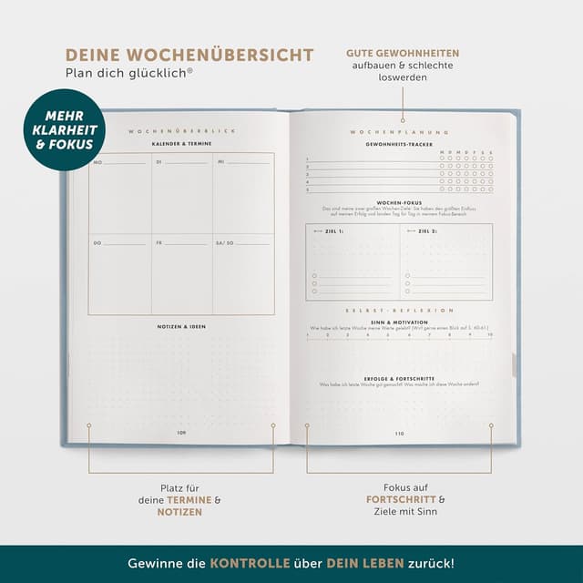 Detalle 2 de 6-Minuten Erfolgsjournal 2026 Tagesplaner