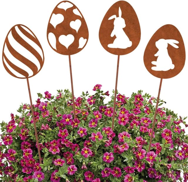 Detalle de Oster Eier Gartenstecker aus Edelrost 10 cm