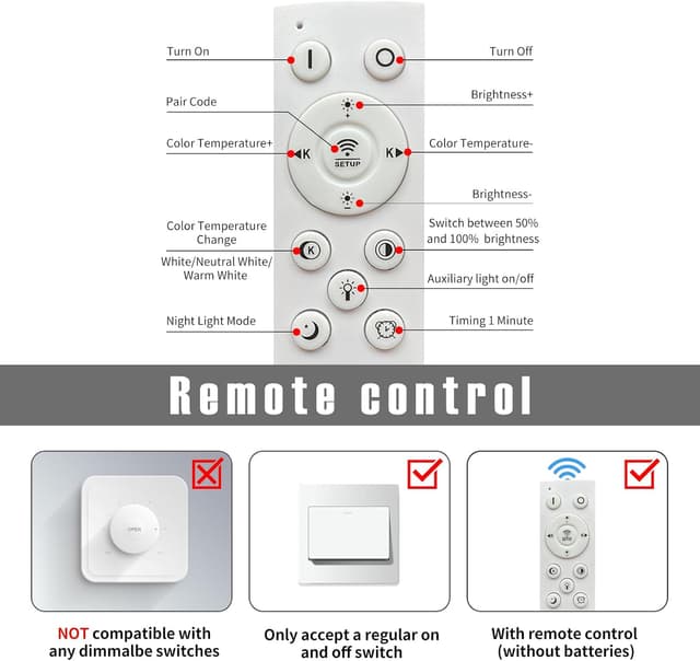Thumbnail 5 de Mikeru Runde 4‑Ringe-Pendelleuchte mit 10–100% Dimmer und 3 Farbtemperaturen (30+40+60+80 cm)