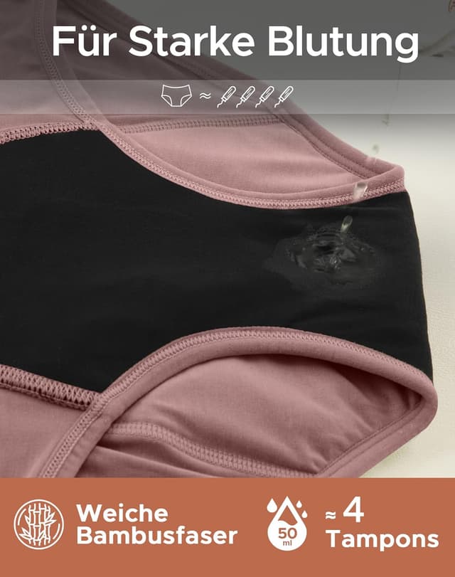 Detalle 2 de Culotte menstruelle INNERSY Flux trois (lot de 3) bambou lavable – flux abondant