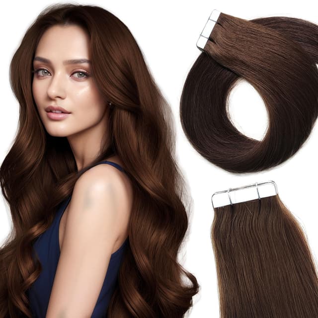 Detalle de LieblichWelle Extension capelli veri tape-in biadesivo marrone medio 50 cm (20 pz)