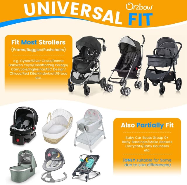 Thumbnail 6 de Orzbow Universal Mosquito Net for Pram (Black) with UPF 50+ Sunshade & Two-Way Zipper