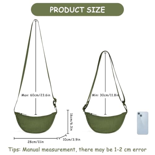 Detalle 2 de Aucuu bolso bandolera para mujer media luna impermeable en verde