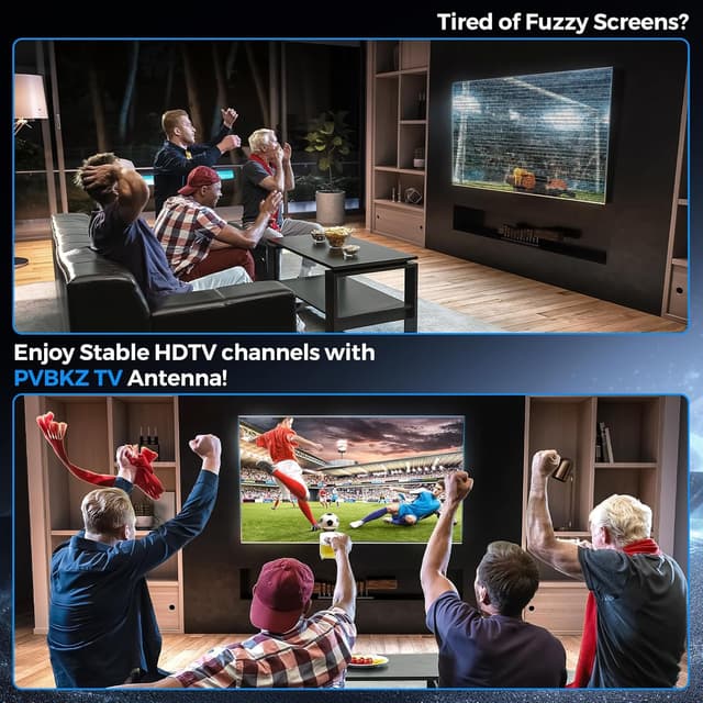 Detalle 2 de PVBKZ 2026 Upgraded Indoor/Outdoor TV Antenna with 39ft Coaxial Cable and Amplified Booster