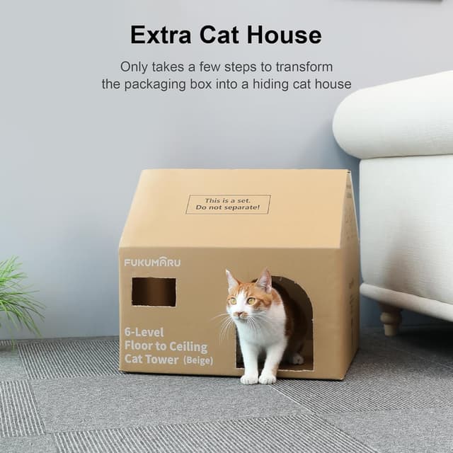 Detalle 2 de FUKUMARU Floor to Ceiling Cat Tree 6 ft–10 ft 🐱