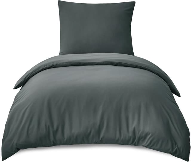 Detalle de RUIKASI Bettwäsche 140x200 (2-teilig) Grau/Anthrazit aus Mikrofaser mit Reißverschluss