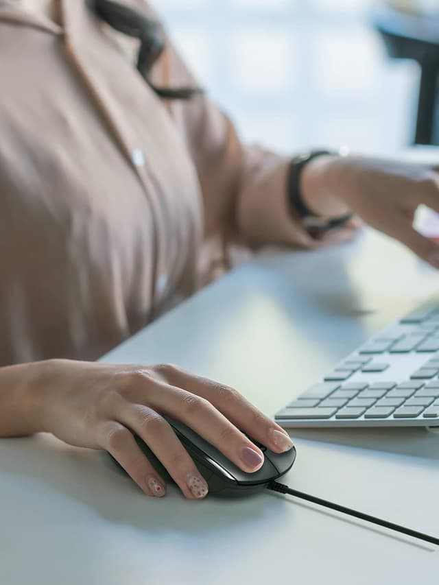 Thumbnail 6 de TECKNET Maus mit Kabel (6400 DPI) – ergonomische Business-Optik mit 6 Tasten, 4 DPI-Level und USB-Plug&Play (Grau)