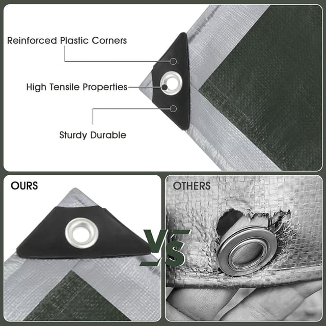 Detalle 2 de SHANNA 3x6m Waterproof Heavy Duty Tarpaulin (180 GSM PE) with Reinforced Grommets