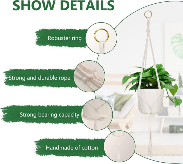 Detalle de flintronic Hanging Planters Baskets 80cm pack