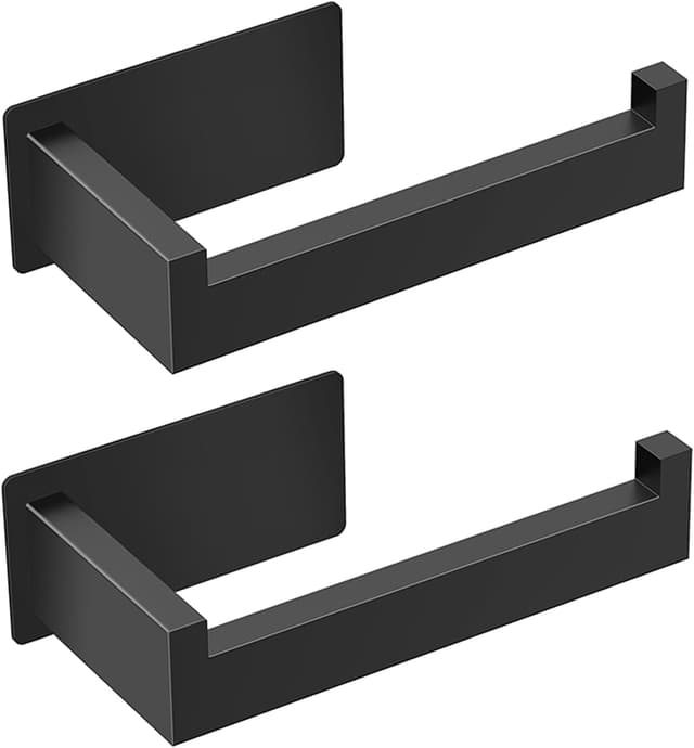 Detalle de Auxmir selbstklebender Toilettenpapierhalter ohne Bohren (2er-Set) aus SUS304 Edelstahl, schwarz