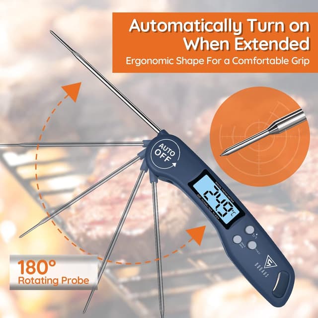 Detalle 2 de DOQAUS Meat Thermometer – 3s instant read with backlit LCD, foldable probe and ±1°C accuracy