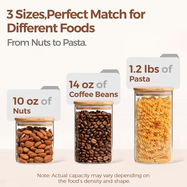 Detalle de ComSaf Glass Storage Canister Set 6-Pack đź«™