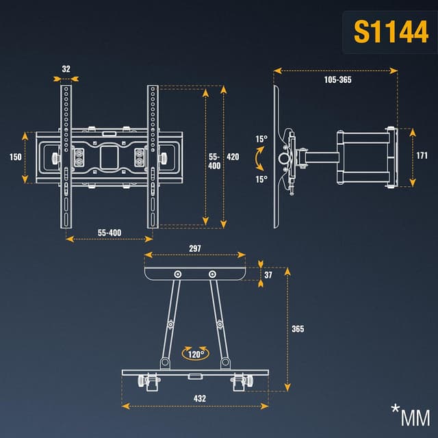 Thumbnail 7 de RICOO S1144 Soporte TV Pared Inclinable 30-65"