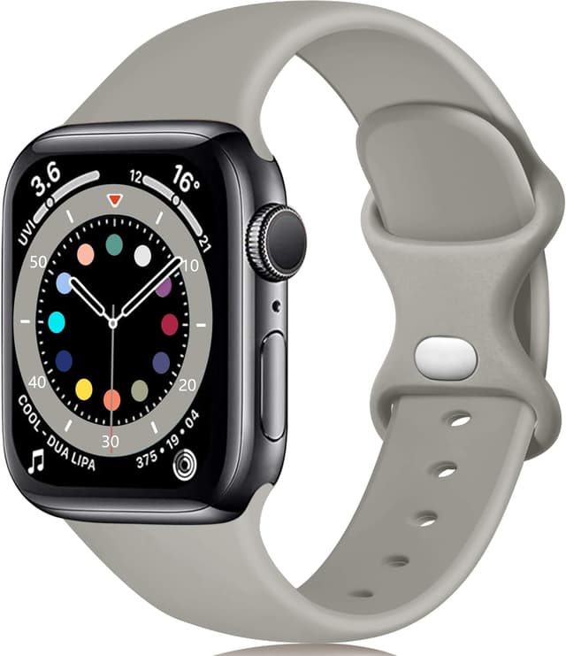 Detalle de Epova Silicone Strap compatible with Apple Watch (38–46/49mm) in Gray – replacement sport band