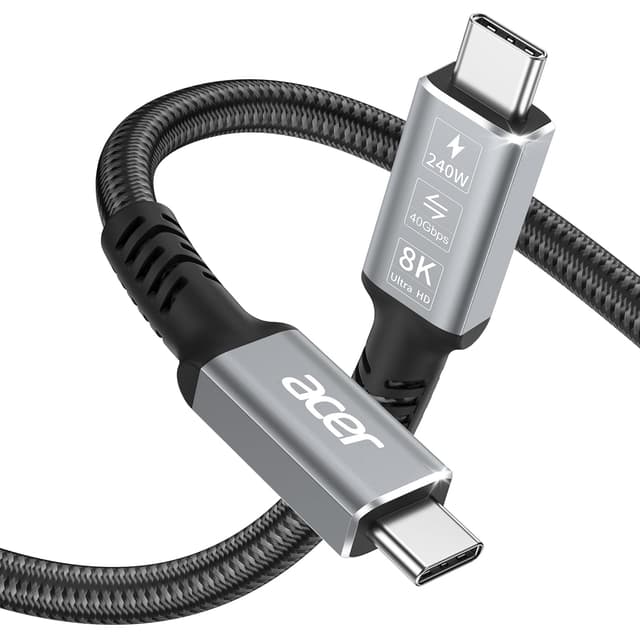 Detalle de Acer USB4 USB-C Cable 1m (40Gbps, 240W PD, 8K HDR to 60Hz, Thunderbolt compatible)