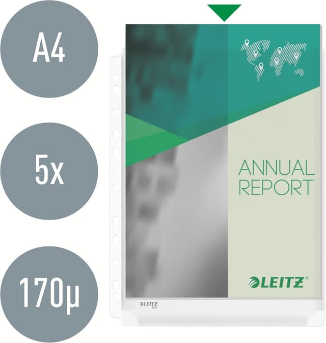 Detalle 2 de Leitz 47563003 Fundas Maxi Document Wallet A4, Pack de 5 📂