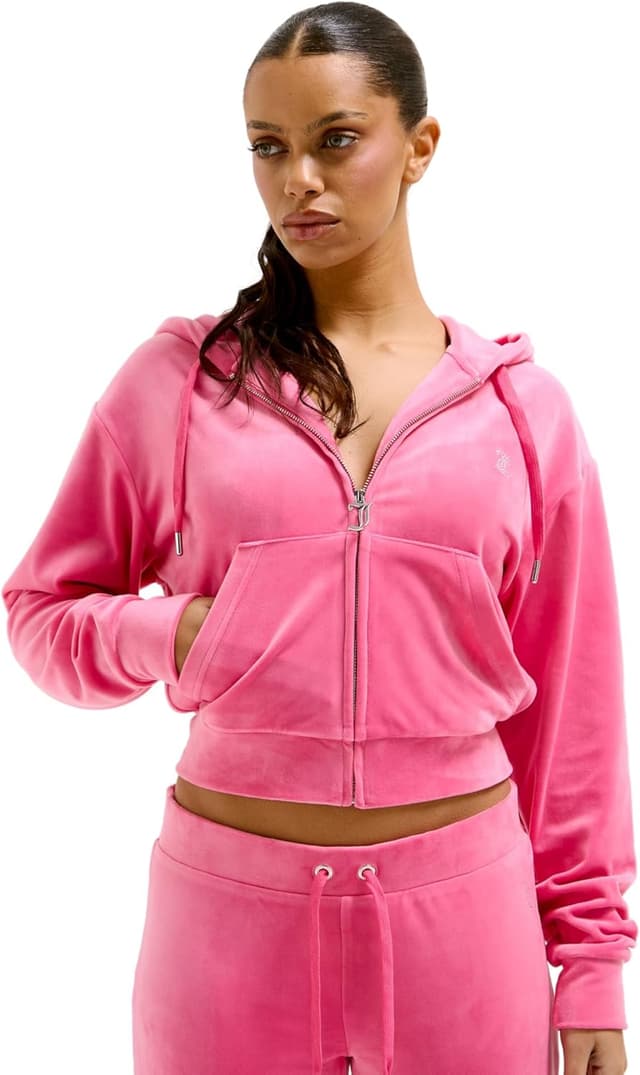 Thumbnail 6 de Juicy Couture Damen Madison Hoodie Kapuzensweatjacke aus Velour-Mix mit Reißverschluss