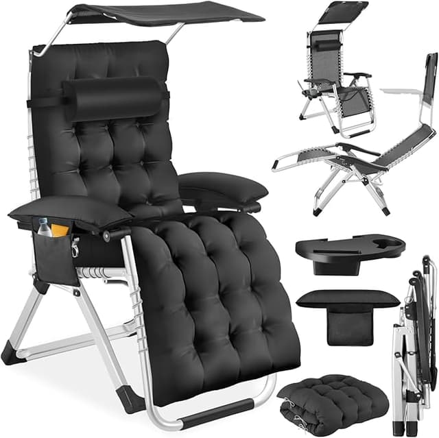 Imagen de TecTake® Tumbona Plegable con Parasol para Playa y Jardín 🏖 en OfertitasTOP