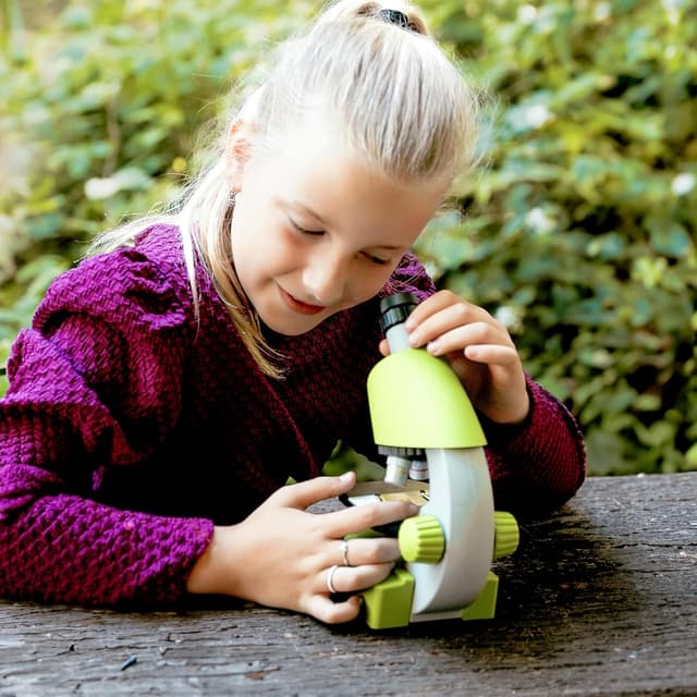 Detalle de Bresser Junior Kinder Mikroskop 40x–640x mit LED, Zoom-Okular und Smartphonehalter (ab 8 Jahren) – Urzeitkrebse-Set