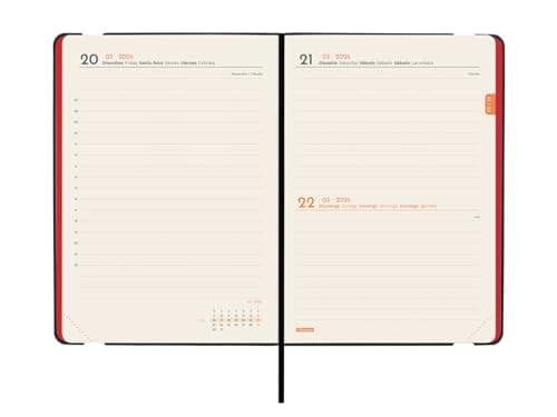 Detalle 2 de Finocam Agenda 2026 1 día/página, Tapa blanda roja 📓