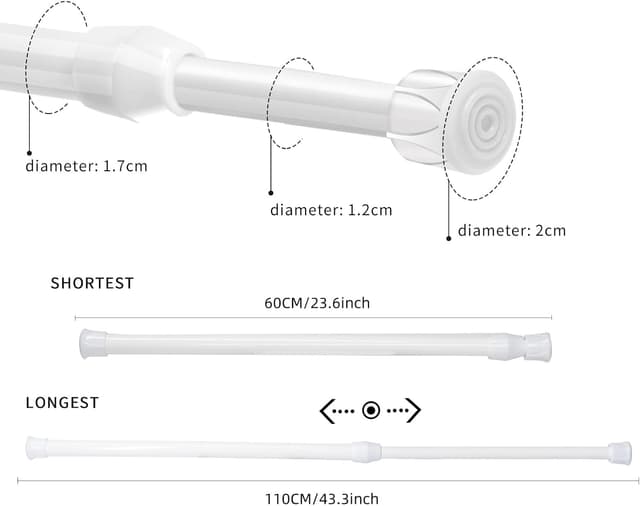 Detalle de Feligio Ausziehbare Duschvorhangstange 60–110 cm