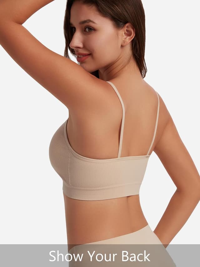 Detalle de HBselect 4er BHS Damen ohne Bügel Seamless Push-up – Nahtlose Sport BH mit herausnehmbaren Pads