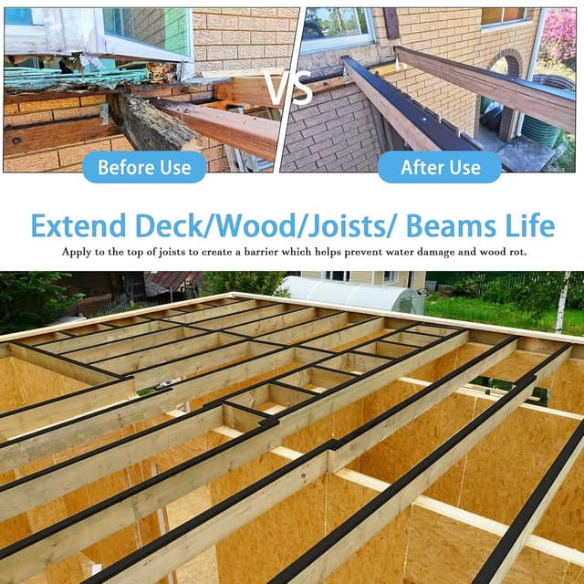 Detalle de Heelos Butyl Joist Tape for Decking (2" × 50', 6-Pack) — Weather-Resistant Waterproof Deck Joist Seal Tape