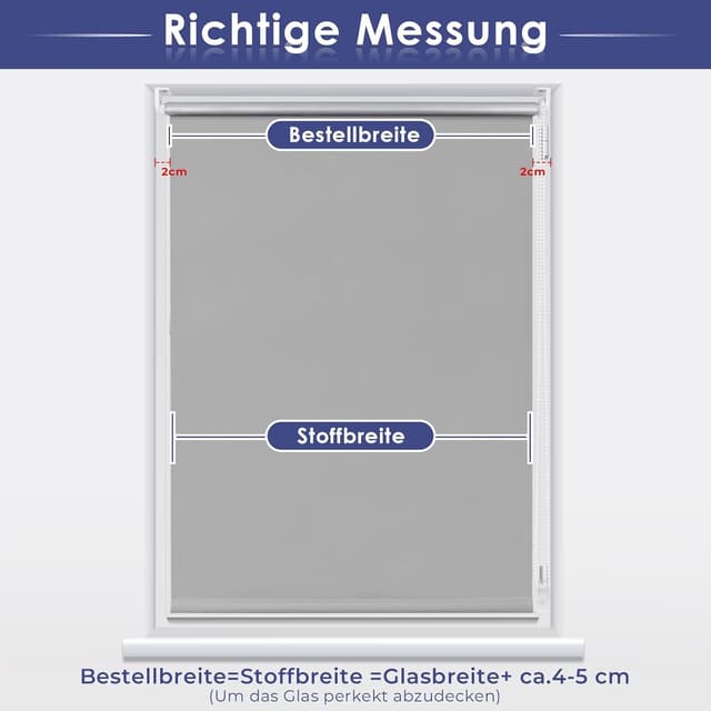 Detalle de smartdemo Verdunklungsrollo B40 x H130 cm – Thermorollo mit 100% Polyester, ohne Bohren & mit Bohren (Klemmrollo, grau)