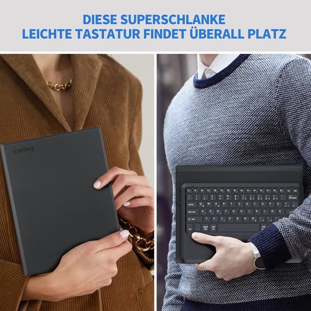 Detalle de EasyAcc Tastaturhülle für Lenovo Tab P12 (2023) 12,7 Zoll – abnehmbar, Bluetooth QWERTZ mit Stifthalter, schwarz