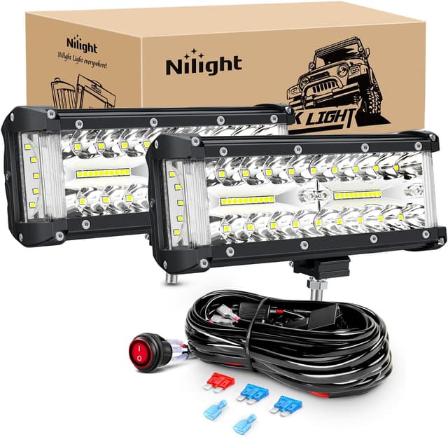 Detalle de Nilight 2PCS 7-Inch Side Shooter LED Light Bar Kit (Triple Row Spot/Flood Combo)