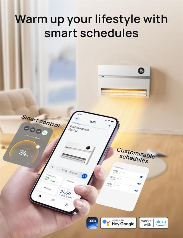 Detalle de Dreo WH719S Smart Wall Heater 120° oscillation