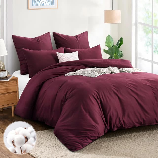 Detalle de Aisbo Bettwäsche 200x220 cm aus Baumwolle (Khaki/Beige) – Wendebettwäsche 3-teilig mit Reißverschluss