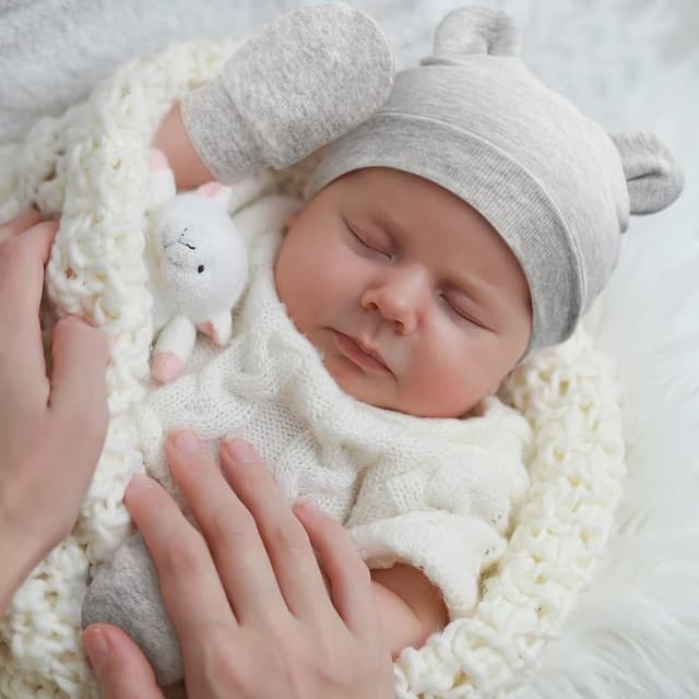 Detalle de DRESHOW bonnets et moufles de naissance en coton extensible (0-6 mois) – lot de 4