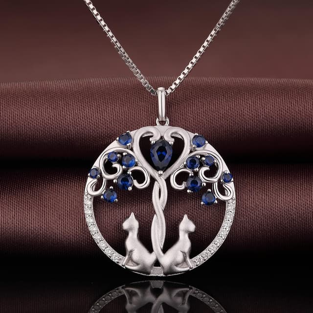 Detalle de Jiamiaoi Katzenkette mit Anhänger aus 925 Sterling Silber – Katzen Halskette für Damen, Mädchen & Kinder