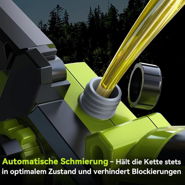 Detalle 2 de 8-Zoll & 6-Zoll Mini-Kettensäge mit 1300 W und 8000-mAh-Akku (für Äste, Holz) – 1-Hand Akku-Säge