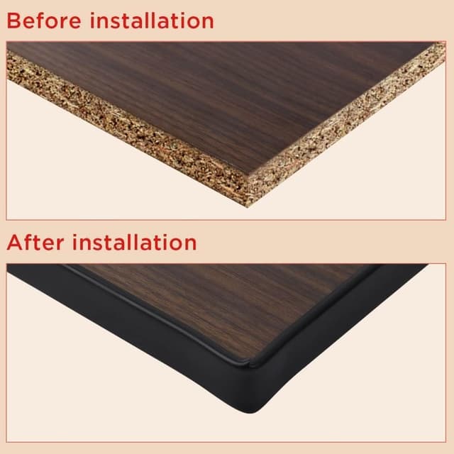 Detalle de Flintronic 10m x 16mm U-Shape Flexible Furniture Edge Banding (Black) – self-adhesive TPE trim