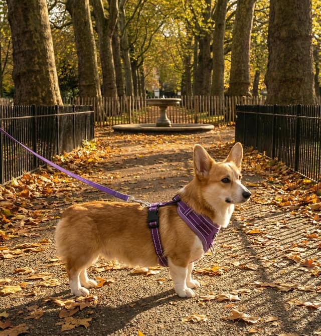 Detalle 2 de THAIN Reflective Dog Harness & Leash Set (No-Pull, Adjustable) – Solid Purple, Size S