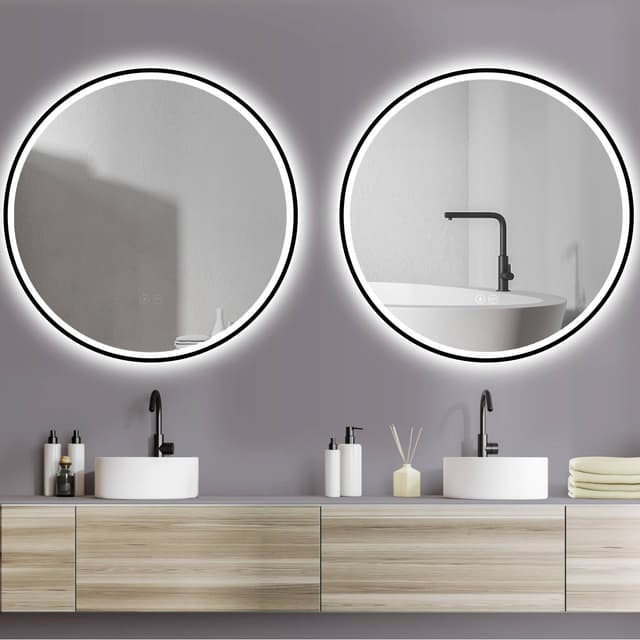 Detalle de HOKO Specchio da Parete Rotondo 80 cm con LED, antiappannamento e comando touch