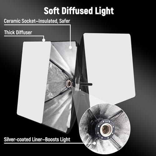 Thumbnail 3 de Set 2 Softbox 40x40 cm con lampade LED 95W per studio fotografico