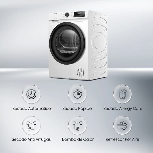 Detalle 2 de Hisense DHQE800BW2 secadora 8 kg